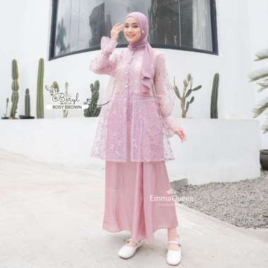 EmmaQueen - Set Berryl (Skirt & Outer) Elegan Kondangan All Size XL Shimmer Furing Tile Mutiara Leng