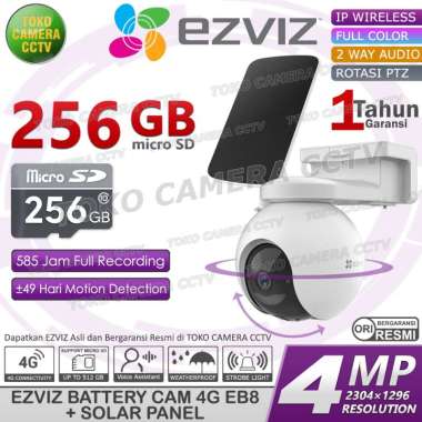 CCTV EZVIZ 2K SMART 4G KAMERA IP CAMERA SIM GSM PTZ 360 SOLAR PANEL MEMORI 256GB