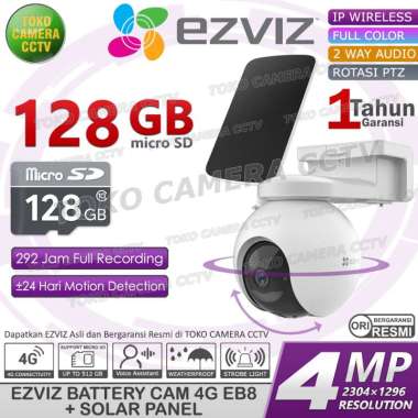 CCTV EZVIZ 2K SMART 4G KAMERA IP CAMERA SIM GSM PTZ 360 SOLAR PANEL MEMORI 128GB