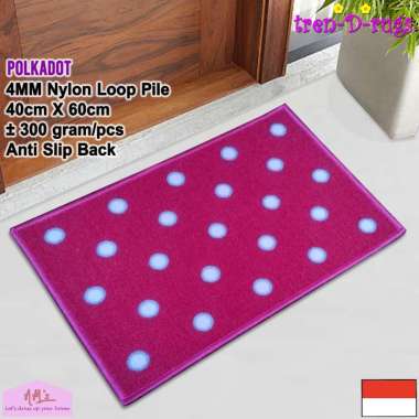 Tren-D-rugs Keset kaki motif polkadot alas lantai dapur pintu masuk kamar tidur mandi bulu anti slip