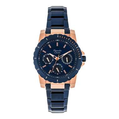 Jam Tangan Wanita Alexandre Christie Multifunction AC 6141 BF BURBU Ladies Blue Dial Blue Stainless 