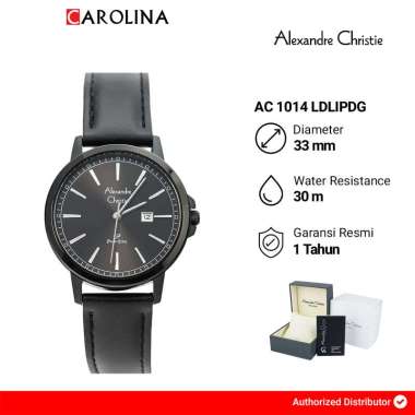 Jam Tangan Wanita Alexandre Christie Primo Steel AC 1014 LDLIPDG Black Dial Black Leather Strap