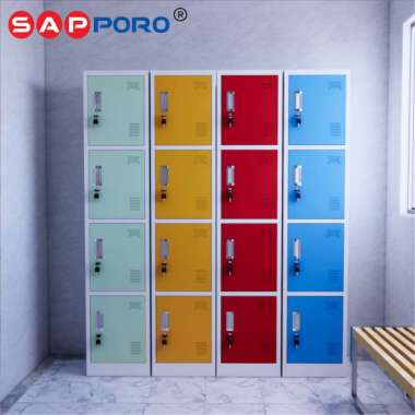 SAPPORO KOLN 4 - Loker Besi 4 Pintu | Steel Locker 4 Doors Red Numeric