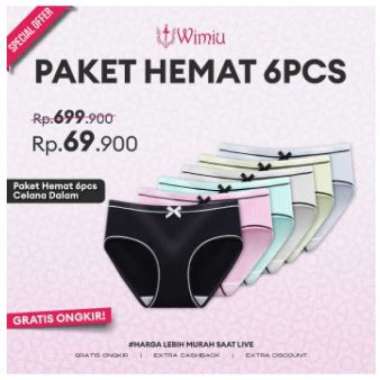 WIMIU PAKET 6 PCS CD CELANA DALAM WANITA PAKAIAN DALAM WANITA LANA | UPLUS MULTICOLOR XL