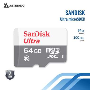 SanDisk Ultra microSDXC, SQUNR 64GB, C10, UHS-1, 100MB/s R, 3x5, 7Y (SDSQUNR-064G-GN3MN)