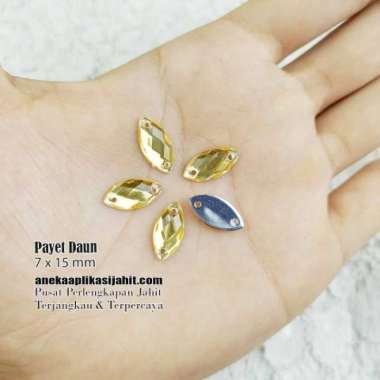 PADI / DAUN (100 BIJI) 7x15 MM MOTE BATU DIAMOND RESIN PAYET KRISTAL AKRILIK MANIK PERMATA PUTIH