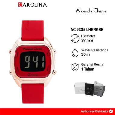Jam Tangan Wanita Alexandre Christie Digi AC 9335 LHRRGRE Digital Dial Red Rubber Strap