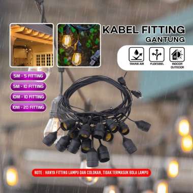 ONE-C955 Kabel Fitting Lampu Gantung Outdoor 10 Meter 10 Fitting dengan Colokan / Fitting Lampu Hias