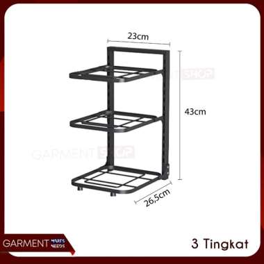Rak Panci Wastafel Bawah Dapur 2 3 4 Susun Stainless Steel Tempat Penyimpanan Wajan Teflon 3 TINGKAT