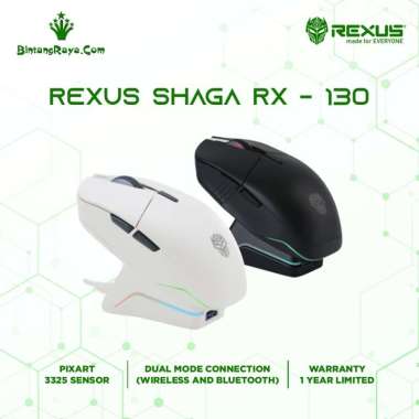 MOUSE GAMING REXUS SHAGA RX-130 / RX130 WIRELESS & BLUETOOTH RGB ORI Black