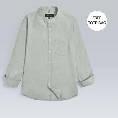 BROODIS Kemeja Basic Kerah Sanghai Lengan Panjang Collarless Green COZY SAGE XXL