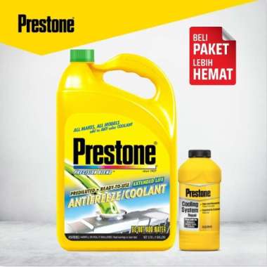 PRESTONE Bundle Ready To Use Green 3.78L + Stop Leak Air Radiator Mobil Motor Pendingin Mesin