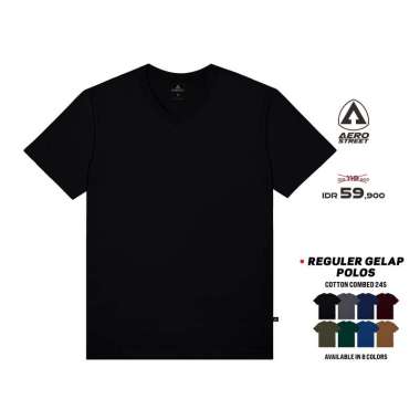 Aerostreet T Shirt Reguler V Neck Polos Reguler Gelap Kaos KAVAA Hijau botol L