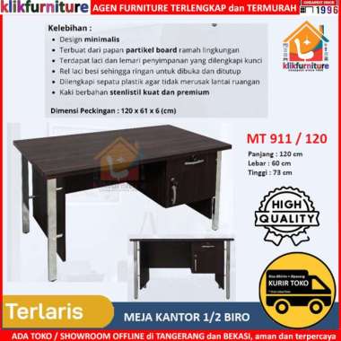 Meja Tulis / Meja Kantor / Meja Kerja Rangka Kaki Besi MT911