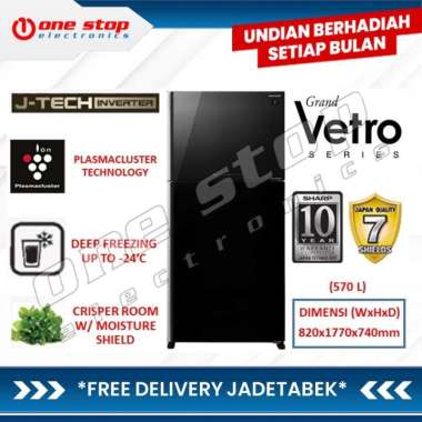 [GARANSI RESMI] SHARP SJ-IG763PG-BK Kulkas 2 pintu J-Tech Inverter 570 L