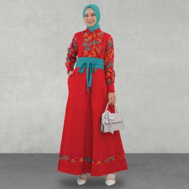 Khaira Gamis Batik Kombinasi Bonus Tali Obi M MERAH
