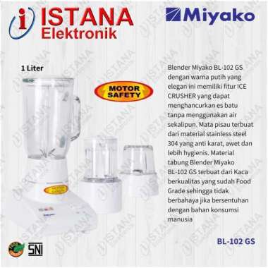 MIYAKO BLENDER KACA 1 LITER 3 IN 1 BL-102 GS