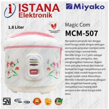 MIYAKO RICE COOKER 1.8 LITER 3 IN 1 MCM507
