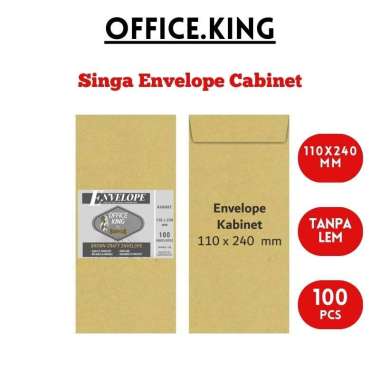 SINGA Amplop Cokelat Cabinet Envelope Coklat Kecil [ 110 X 240 MM ] Isi 100 Kabinet Panjang Cabinet 
