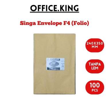 Amplop Coklat [F4 FOLIO] Isi 100 Pcs - Merek SINGA Cabinet (kecil) Coklat