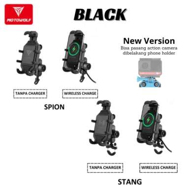 MOTOWOLF V3 Holder HP Motor Stang Spion 360 Stabilizer Anti Theft Stang Black