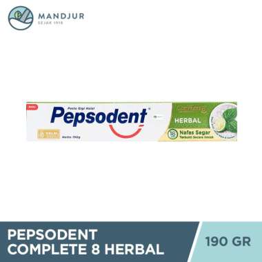 Pepsodent Complete 8 Herbal 190 Gr - Pasta Gigi Herbal dengan Ekstrak Daun Sirih