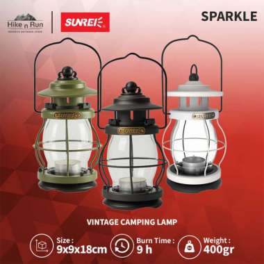 Sunrei Sparkle Lampu Glamping Retro Candle Lantern Green