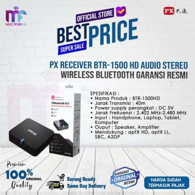 PX Receiver BTR-1500 HD Audio Stereo Wireless Bluetooth Garansi Resmi