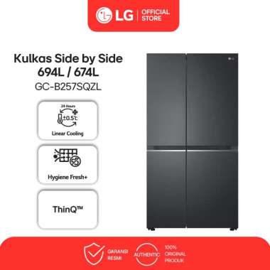 LG Kulkas Side By Side 694L / 647L - Hygiene Fresh - Smart Inverter - ThinQ (Wi-Fi) - GC-B257SQZL