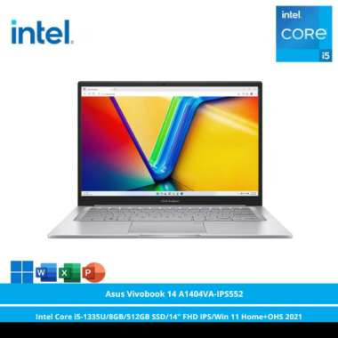 Asus Vivobook 14 A1404VA-IPS552 [Intel Core i5-1335U/8GB/512GB SSD/14″ FHD IPS/Win 11 Home+OHS 2021/Transparent Silver]