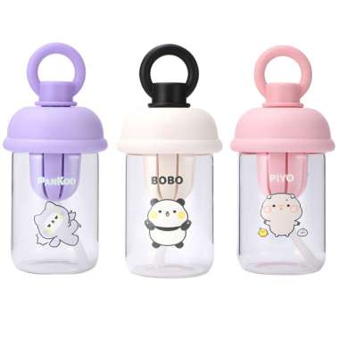Gelas Kaca HoHo Free Sedotan Dua MODE Minum Bisa Minum Langsung Dan Minum Dengan Sedotan BMK72HO - T