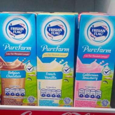 Promo Harga Frisian Flag Susu UHT Purefarm Low Fat Strawberry 225 ml - Blibli