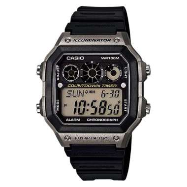 Jam Tangan Pria Casio General AE-1300WH-8AVDF Water Resistant 100M Digital Dial Black Resin Band Hit