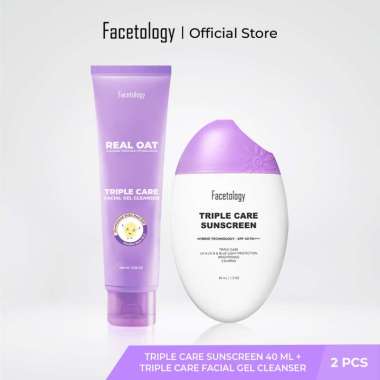 [2 PCS BUNDLING - Facetology Triple Care Sunscreen 40 ml & Facetology Triple Care Facial Gel Cleanse
