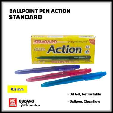 Ballpoint Pen Action STANDARD [ Isi 12 pcs ] Biru