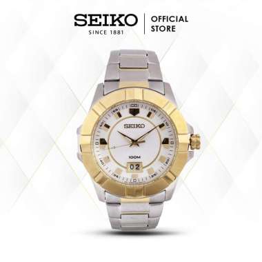 Jam Tangan Pria Seiko Lord SUR136P1 SUR136 Quartz Stainless Steel Original Silver Gold