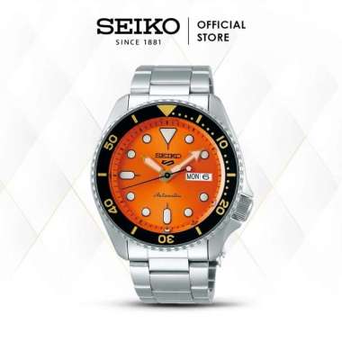 Jam Tangan Pria Seiko 5 Sports SRPD59K1 Automatic Orange Dial Stainless Steel Strap SRPD59 Original 