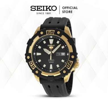 Jam Tangan Pria Seiko 5 Original Sports SRP478K1 Automatic Black Dial Gold Stainless Steel Case Blac