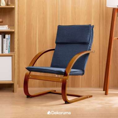 Dekoruma PIKO Kursi Aksen 1 Dudukan Kain / Kursi Santai Minimalis Kain - Biru Tua