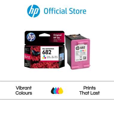 Tinta Printer HP Original 682 Warna / Tri Color / Hitam/Black/Cartridge Asli / Twin Pack / Combo 2 P