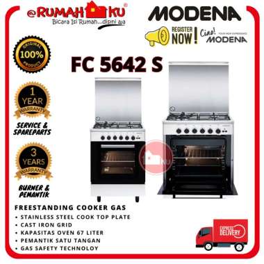 MODENA FC-5642S Oven Freestanding Stainless Kompor [4 Tungku]