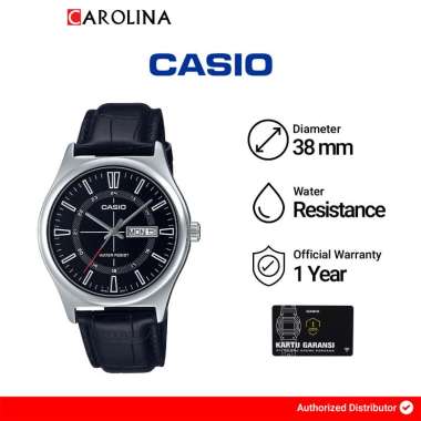 Jam Tangan Pria Casio General MTP-V006L-1C Black Dial Black Leather Band
