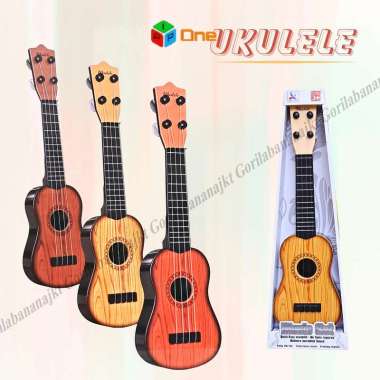 Mainan Anak Alat Musik Gitar Ukulele Karakter kartun Senar 4 Ukulele Coklat