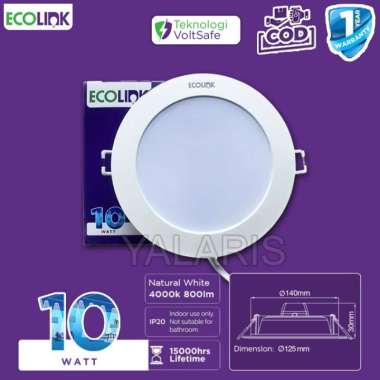 ECOLINK LAMPU LED PANEL DOWNLIGHT DOWN LIGHT 10w 10watt 10 w watt 10w 10 watt KUNING 4000K