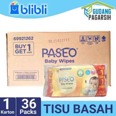 BUY 1 GET 1 FREE - Paseo Baby Wipes Tissue Basah [50 Sheets/ 18 x 2 Bundle/ Karton]