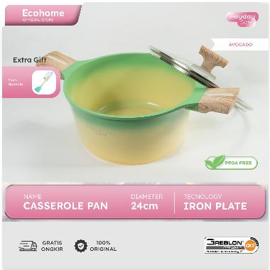 Ecohome Cookware | Casserole Pan 24 cm | Ceramic Coating Anti Lengket AVOCADO