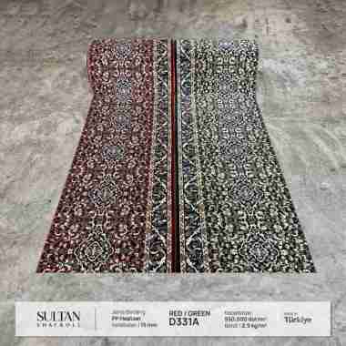 Karpet Masjid Turki Meteran Tebal Sultan D0331 Green / Hijau