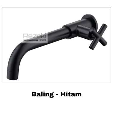 Kran Tembok Panjang Stainless - Model Long - Kran Air Kamar Mandi Baling-Hitam