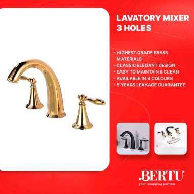 KRAN KERAN AIR WASTAFEL 3 LUBANG PANAS DINGIN ANTIK BRONZE KUNINGAN 170 AQ BERTU GOLD