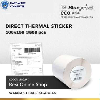 Direct Thermal Sticker Label Resi BLUEPRINT ECO 100x150 @500 Roll
